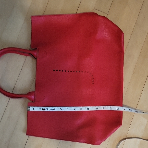 Mark And Graham Red Leather Tote Bag Purse -  J - Picture 11 of 12